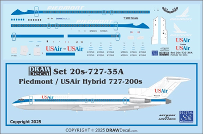 1:200 Piedmont Airlines / US Air hybrid Boeing 727-200