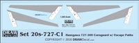 1:200 Boeing 727-100 / -200 Corogard (Hasegawa kit, Top surfaces only, with wing escape markings) (Two Sets)