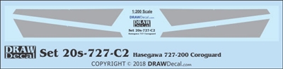 1:200 Boeing 727-100 / -200 Corogard (Top surfaces only, without wing escape markings) (Two Sets)