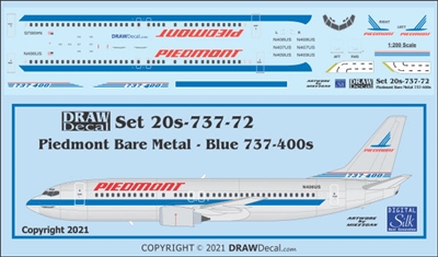 1:200 Piedmont (metal blue) Boeing 737-400
