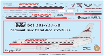 1:200 Piedmont (metal red) Boeing 737-300