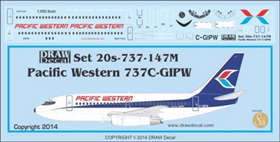 1:200 Pacific Western Boeing 737-200 (C-GIPW)