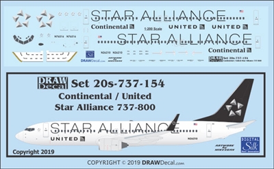 1:200 Continental Airlines / United Airlines 'Star Alliance' Boeing 737-800W