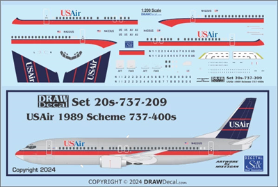 1:200 US Air (1989 cs)  Boeing 737-400