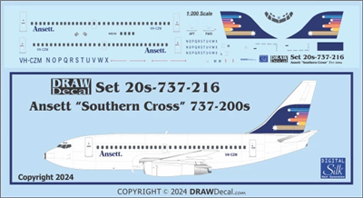 1:200 Ansett ('Southern Cross' cs) Boeing 737-200