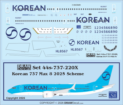 1:200 Korean Air (2025 cs)  Boeing 737-MAX8