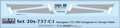 1:200 Boeing 737-100 / -200 Corogard (Hasegawa kit), Top surfaces only, with wing escape markings.  (Two sets).