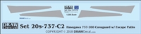 1:200 Boeing 737-100 / -200 Corogard (Hasegawa kit), Top surfaces only, without wing escape markings.  Two Sets