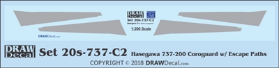 1:200 Boeing 737-100 / -200 Corogard (Hasegawa kit), Top surfaces only, without wing escape markings.  Two Sets