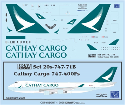 1:200 Cathay Pacific Cargo (2015 cs, Large Titles) Boeing 747-400F