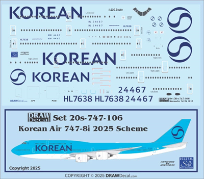 1:200 Korean Air (2025 cs) Boeing 747-8