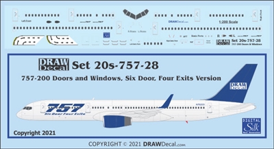 1:200 Boeing 757-200 Doors and Windows, 6-door version
