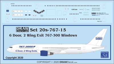 1:200 Boeing 767-300 Windows, 6 Door, 2 Overwing Exits