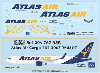 1:200 Atlas Air Cargo Boeing 767-300ERF/W (8 door)