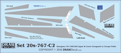 1:200 Boeing 767-200 / -300 Corogard (Top & Bottom surfaces, with wing escape markings)