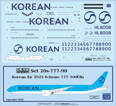 1:200 Korean Air (2025 cs) Boeing 777-300ER