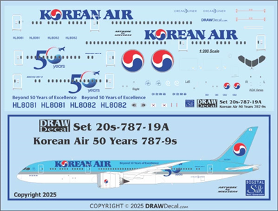 1:200 Korean Air 'Beyond 50 Years of Excellence' Boeing 787-9
