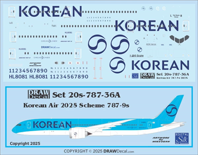 1:200 Korean Air (2025 cs) Boeing 787-9