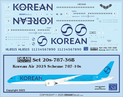 1:200 Korean Air (2025 cs) Boeing 787-10