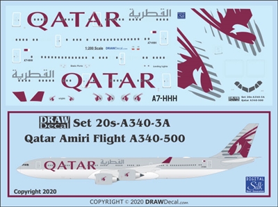 1:200 Qatar Amiri Royal Flight (Large Logos) Airbus A340-500