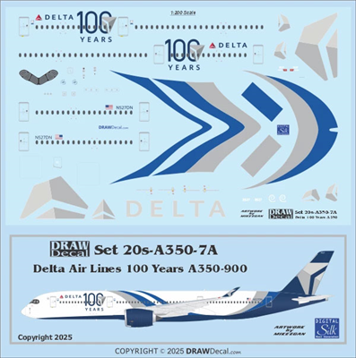 1:200 Delta Airlines '100th Anniversary' Airbus A350-900