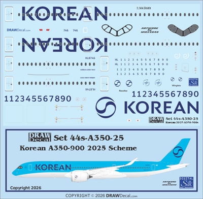 1:200 Korean Air (2025 cs) Airbus A.350-900