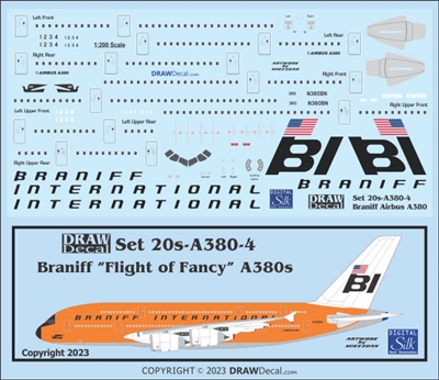 1:200 Braniff International (orange cs) Airbus A.380-800