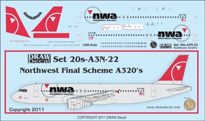 1:200 NWA Northwest Airbus A.320