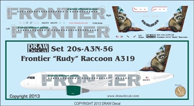 1:200 Frontier 'Rudy the Raccoon' Airbus A.319