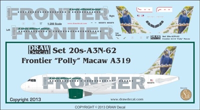 1:200 Frontier 'Polly the Hyacinth Macaw' Airbus A.319
