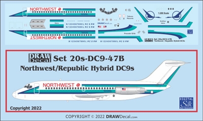 1:200 Republic Airlines / Northwest Hybrid Douglas DC-9-14/-15