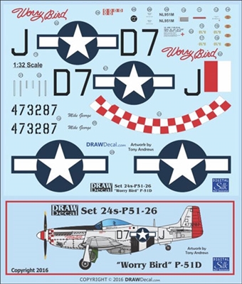 1:24 N.A.R. P-51D Mustang  "Worry Bird"