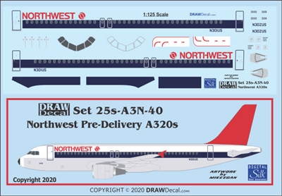 1:125 Northwest Airbus A.320