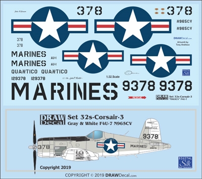 1:32 US Navy 'Gray and White' F4U-7 Corsair (N965CV)