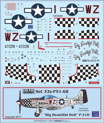 1:32 N.A. P-51D Mustang  "Big Beautiful Doll" (White)