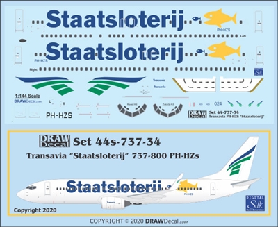 1:144 Transavia 'Staatsloterij' Boeing 737-800 PH-HZS