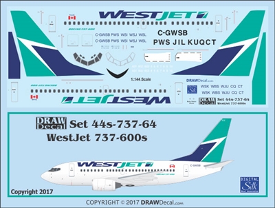 1:144 WestJet Boeing 737-600