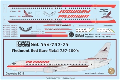 1:144 Piedmont (metal cs, red stripe) Boeing 737-400