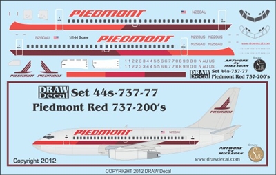 1:144 Piedmont (metal, red cs) Boeing 737-200