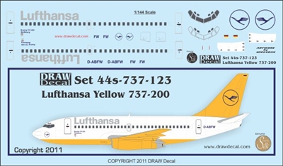 1:144 Lufthansa 'yellow experimental' cs Boeing 737-200