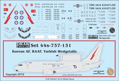 1:144 Korean AF. RAAF, Turkish AF Boeing E-7 (737-700) 'Wedgetail''