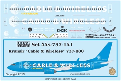 1:144 Ryanair 'Cable & Wireless' Boeing 737-800