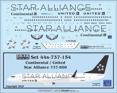 1:144 Continental Airlines / United Airlines 'Star Alliance' Boeing 737-800W