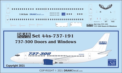 1:144 Doors & Windows, Boeing 737-300 (Daco or Minicraft)