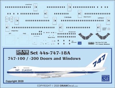 1:144 Boeing 747-100 / -200 Windows, Door & Details