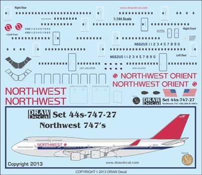 1:144 Northwest Orient / Northwest Airlines  Boeing 747-100/-200/-400