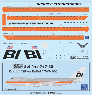 1:144 Braniff International 'Silver Bullet' Boeing 747-123
