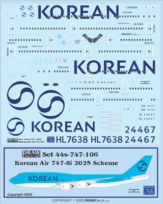 1:144 Korean Air (2025 cs) Boeing 747-8