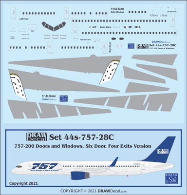1:144 Boeing 757-200 Doors and Windows, 6-door version, With Corogard