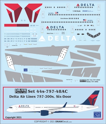 1:144 Delta Airlines Boeing 757-200 (6 door) (with Corogard)